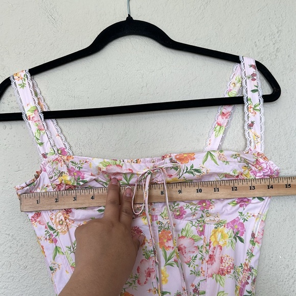 House of CB Rosalee Pink meadow Floral Stretch Cotton Petticoat Dress NWOT sz XS - Picture 8 of 9